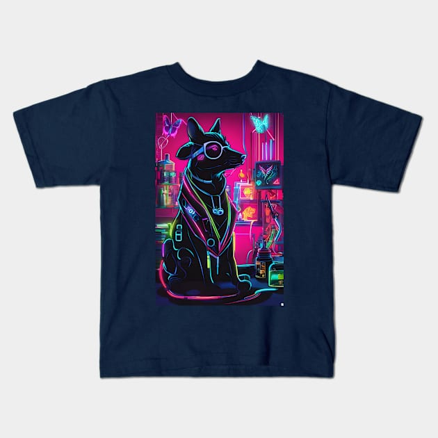 Neon dog doctor Kids T-Shirt by Spaceboyishere